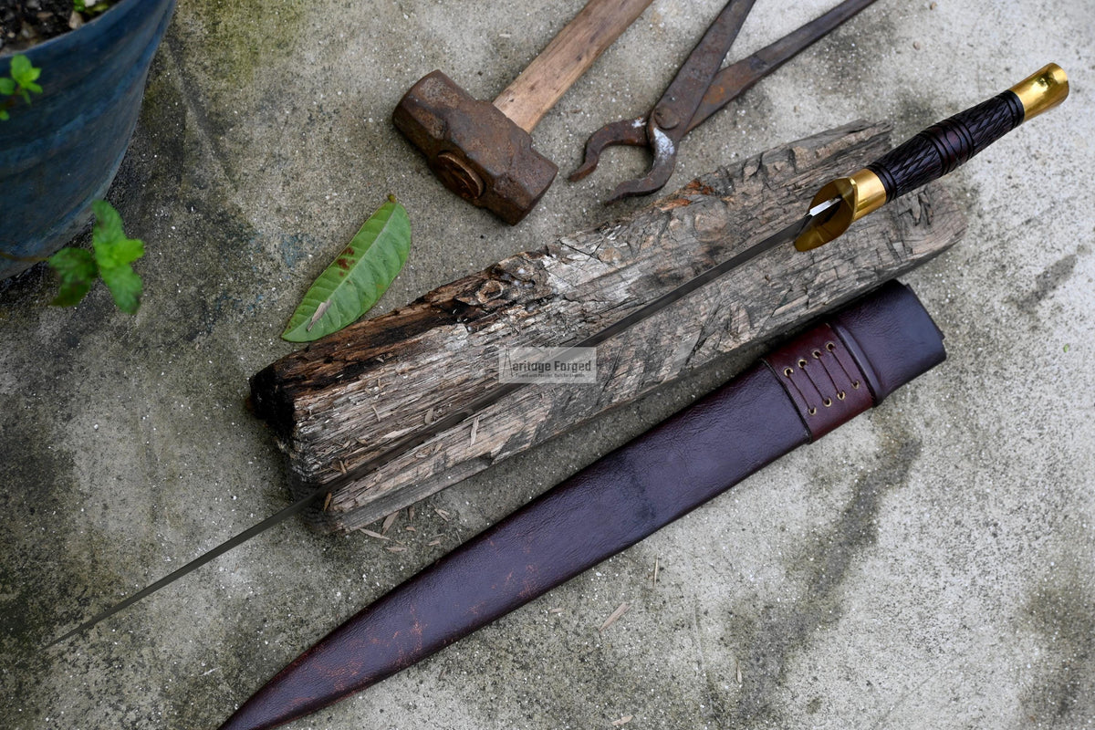 MINI VIKING SWORD/20 inches Long Blade hand forged Sword/Leaf spring of truck/Rosewood Handle/Sharpen/Tempered/Ready to use/knife/knives