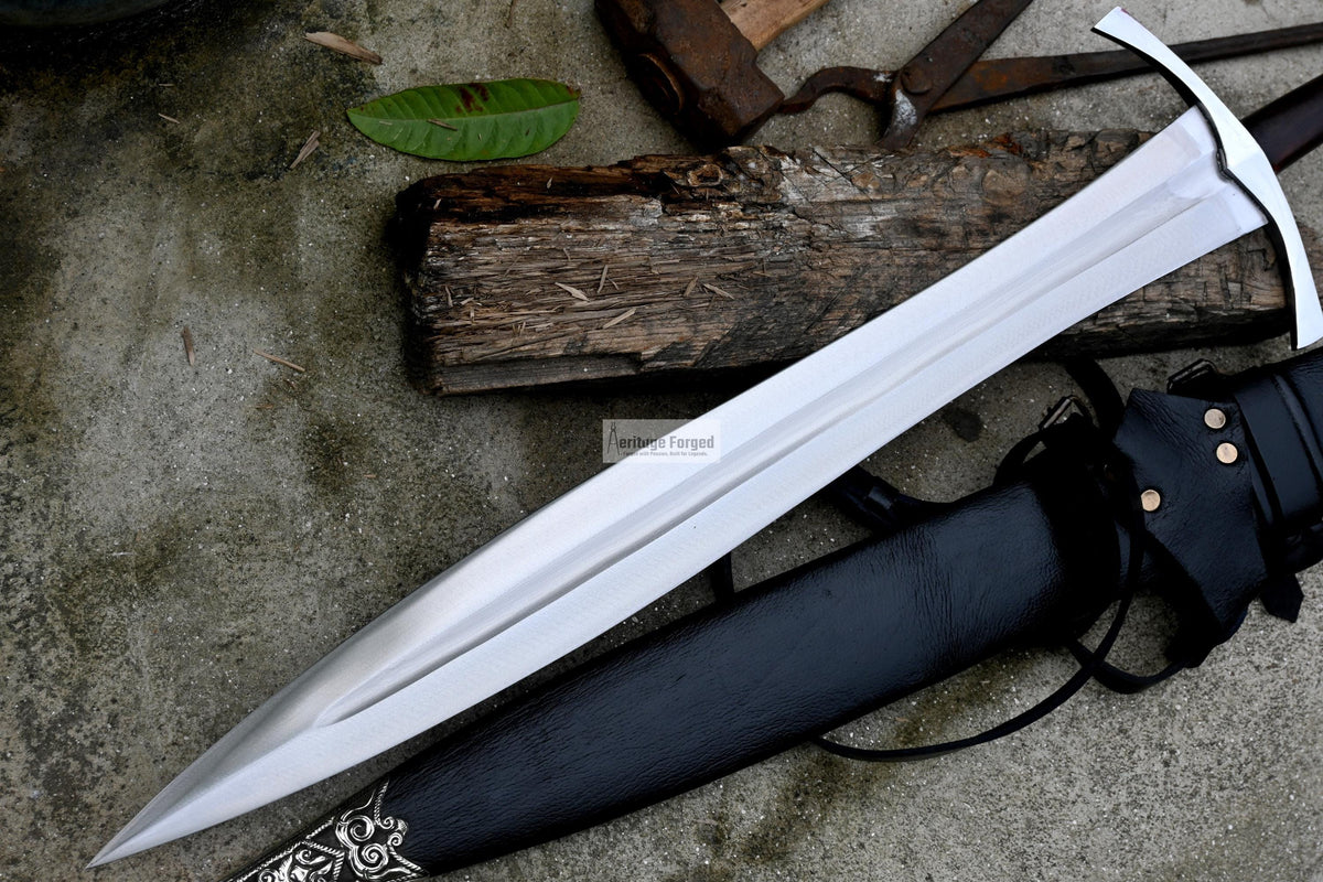 VIKING SWORD/24 inches Long Blade hand forged Sword/Leaf spring of truck/Rosewood Handle/Sharpen/Tempered/Ready to use/knife/knives