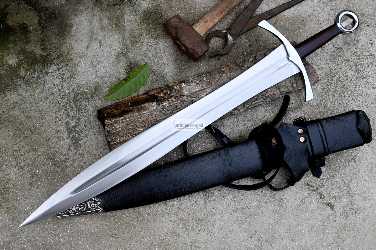 VIKING SWORD/24 inches Long Blade hand forged Sword/Leaf spring of truck/Rosewood Handle/Sharpen/Tempered/Ready to use/knife/knives