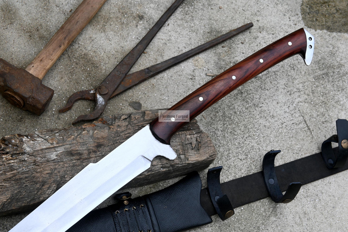 SPARTAN MACHETE / Large Jungle Machete/20 inches Long Blade Heavy duties machete/ Full tang/ Leaf spring of truck/ Tempered/Sharpen/Working