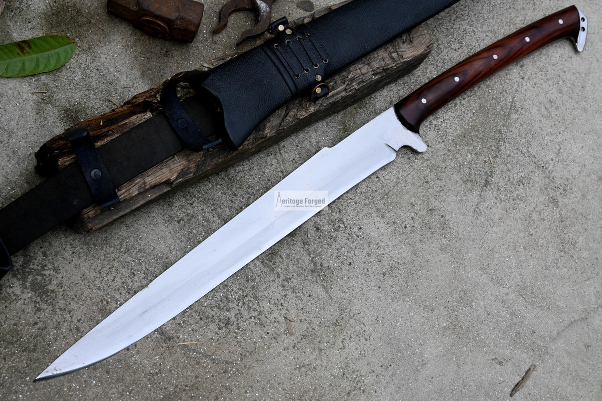 SPARTAN MACHETE / Large Jungle Machete/20 inches Long Blade Heavy duties machete/ Full tang/ Leaf spring of truck/ Tempered/Sharpen/Working