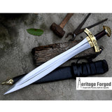 VIKING SWORD/25 inches Long Blade hand forged Sword/Leaf spring of truck/Rosewood Handle/Sharpen/Tempered/Ready to use/knife/knives