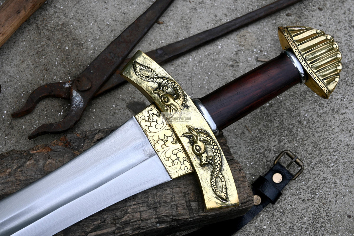 VIKING SWORD/25 inches Long Blade hand forged Sword/Leaf spring of truck/Rosewood Handle/Sharpen/Tempered/Ready to use/knife/knives