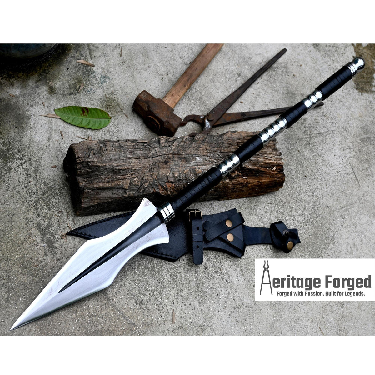 ACHILLES SPEAR / hand forged spear /12 inches Long Blade spear/ Greek Achilles Spear/ Full tang/ Leaf spring of truck/ Tempered/Sharpen