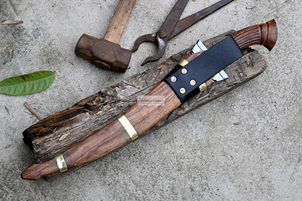 MORO DAGGER/14 inches Long Blade hand forged Filipino Dagger/Leaf spring of truck/Rosewood Handle/Sharpen/Tempered/Ready to use/knife/knives