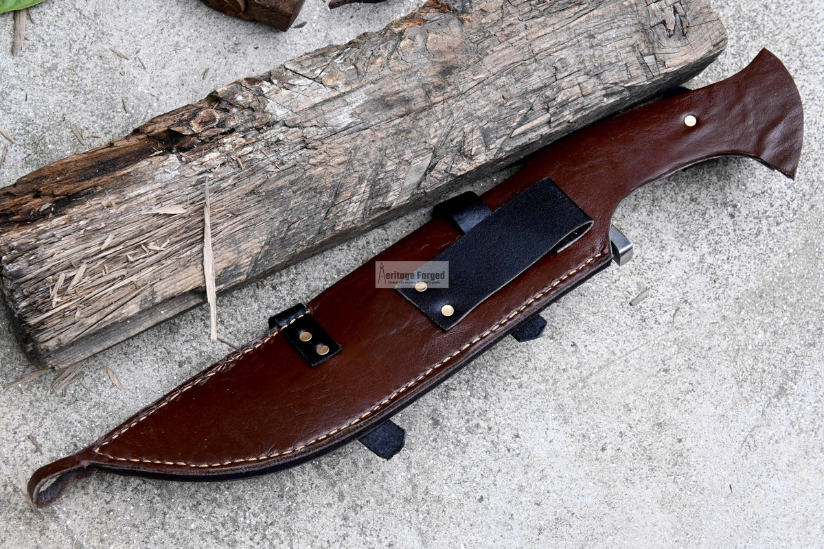 BOWIE KNIFE / 12 inches long Blade Hunting knife / Hand forged knife / Made from Leaf spring of truck / Tempered / Sharpen/ Ready to use