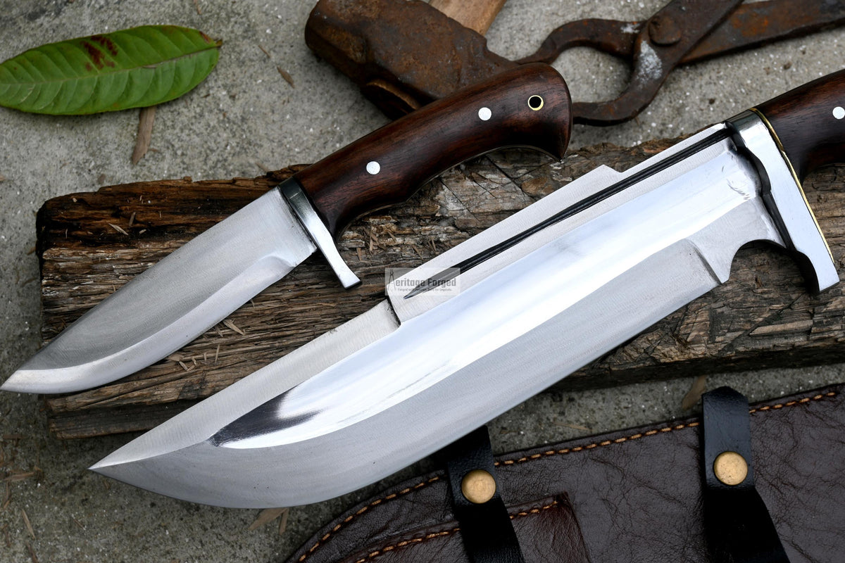 BOWIE KNIFE / 12 inches long Blade Hunting knife / Hand forged knife / Made from Leaf spring of truck / Tempered / Sharpen/ Ready to use