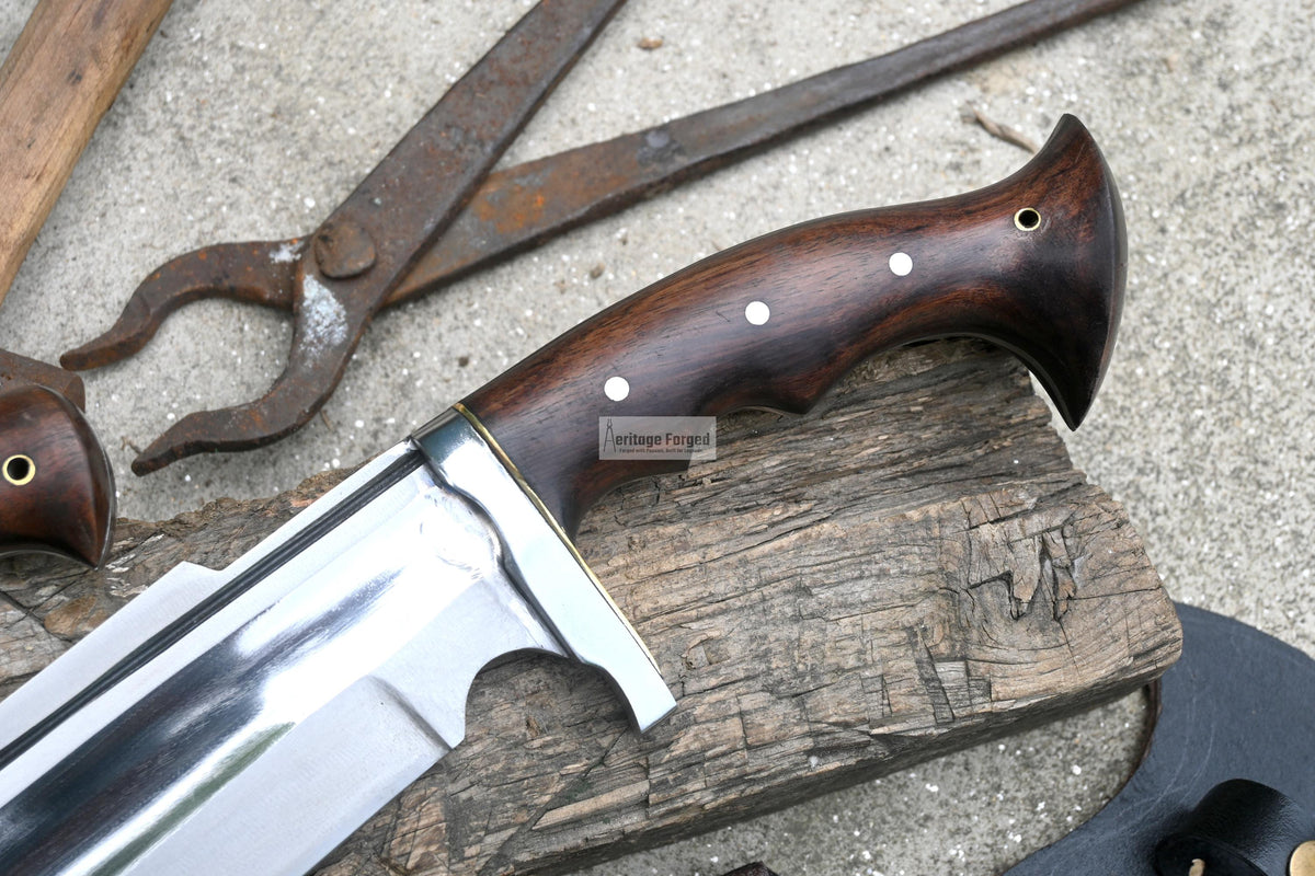BOWIE KNIFE / 12 inches long Blade Hunting knife / Hand forged knife / Made from Leaf spring of truck / Tempered / Sharpen/ Ready to use