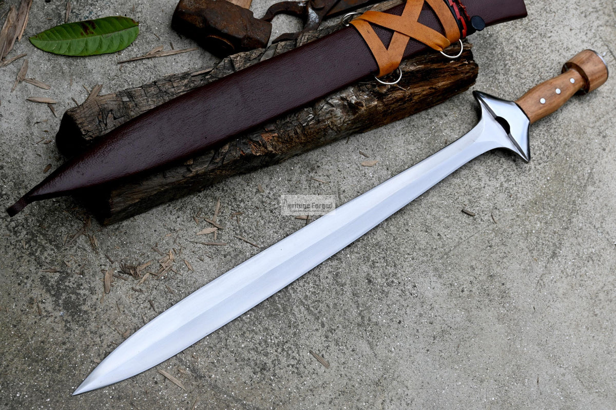 GREEK XIPHOS/ 21 inches Long Blade hand forged historical Sword/Leaf spring of truck/Wooden Handle/Custom forged sword