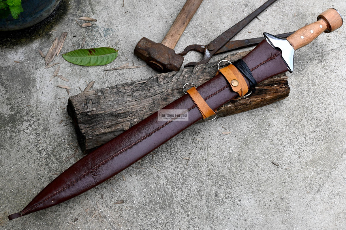 GREEK XIPHOS/ 21 inches Long Blade hand forged historical Sword/Leaf spring of truck/Wooden Handle/Custom forged sword