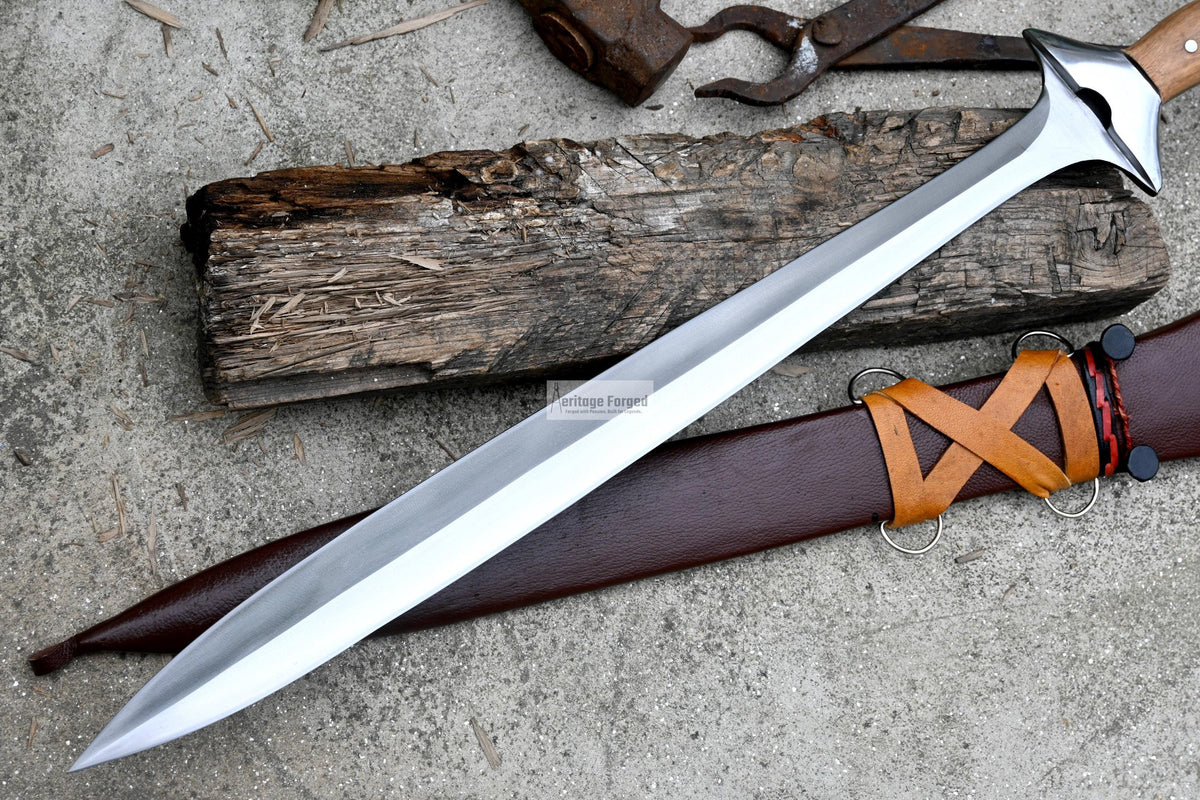 GREEK XIPHOS/ 21 inches Long Blade hand forged historical Sword/Leaf spring of truck/Wooden Handle/Custom forged sword