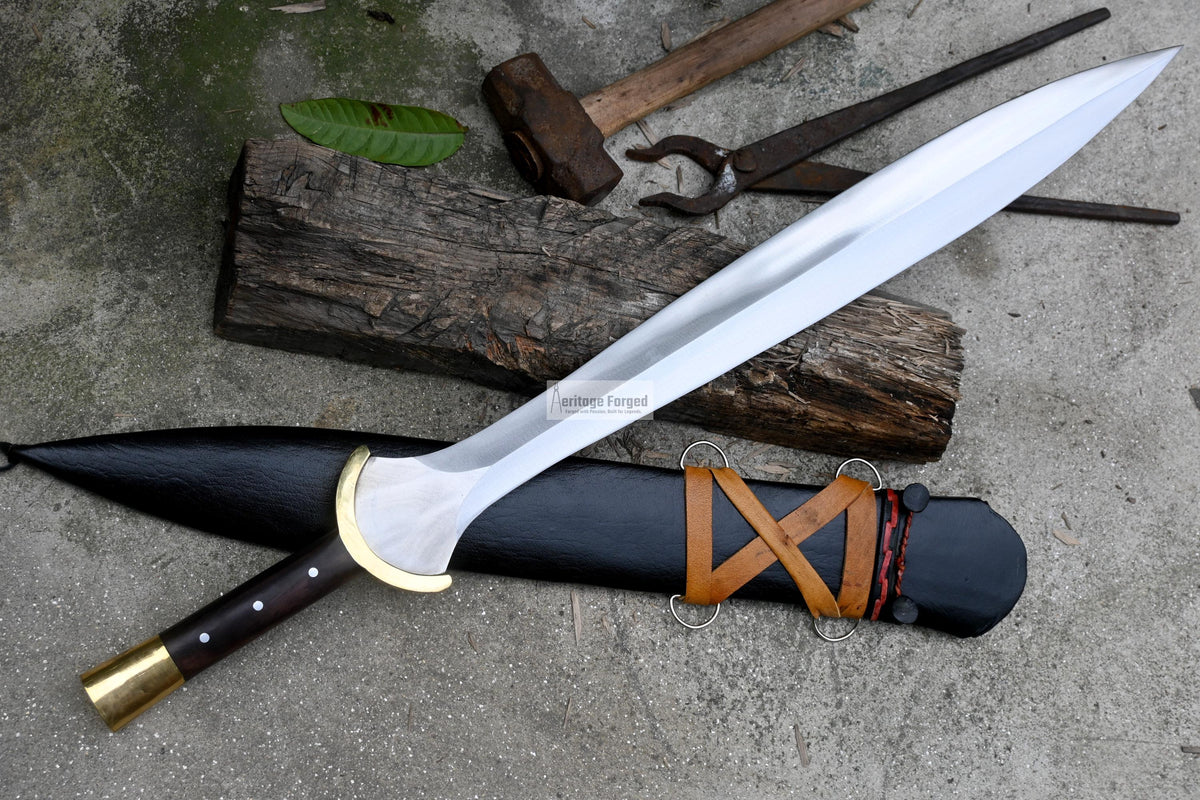 GREEK XIPHOS/ 22 inches Long Blade hand forged historical Sword/Leaf spring of truck/Wooden Handle/Custom forged sword