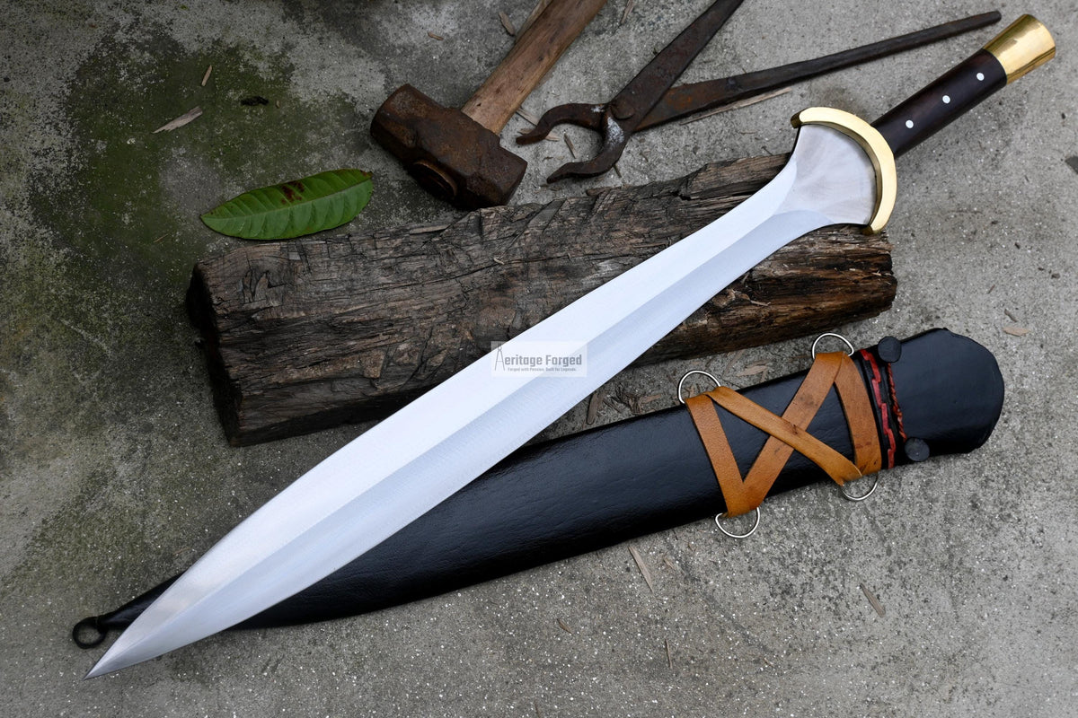 GREEK XIPHOS/ 22 inches Long Blade hand forged historical Sword/Leaf spring of truck/Wooden Handle/Custom forged sword