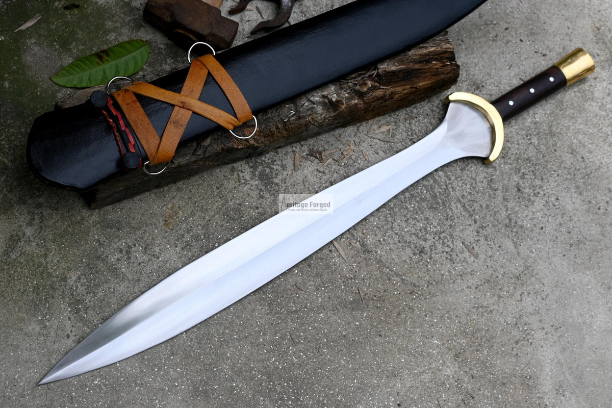 GREEK XIPHOS/ 22 inches Long Blade hand forged historical Sword/Leaf spring of truck/Wooden Handle/Custom forged sword