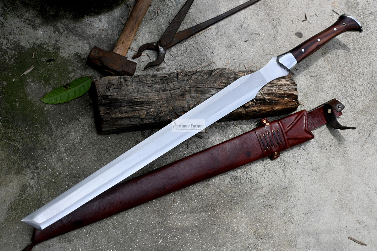 TANTO MACHETE / Large Jungle Machete/23 inches Long Blade Heavy duties machete/ Full tang/ Leaf spring of truck/ Tempered/Sharpen/Working