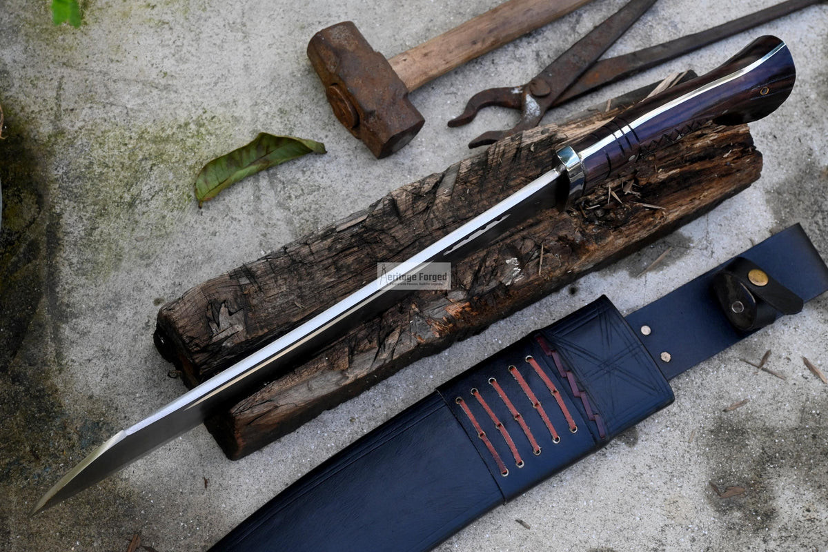 PARANG MACHETE / Large Jungle Machete/15 inches Long Blade Heavy duties machete/ Full tang/ Leaf spring of truck/ Tempered/Sharpen/Working