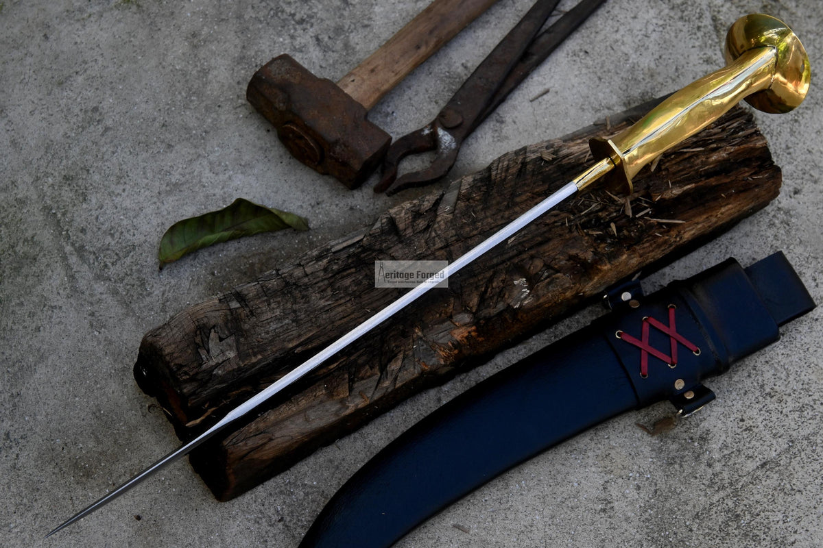 TALWAR DAGGER/15 inches Long Blade hand forged Sword/Leaf spring of truck/ Brass Handle/Sharpen/Tempered/Ready to use/ceremonial sword