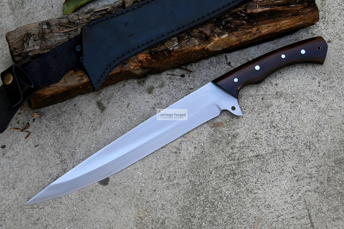 SKINNING KNIFE / 13 inches long Blade Hunting knife / Hand forged knife / Made from Leaf spring of truck / Tempered / Sharpen/ Ready to use