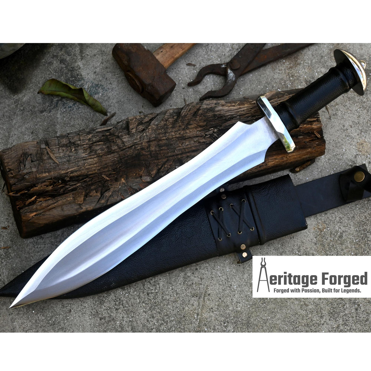SHORT GLADIUS SWORD/16 inches Long Blade hand forged Sword/Leaf spring of truck/Rosewood Handle/Sharpen/Tempered/Ready to use/knife/knives