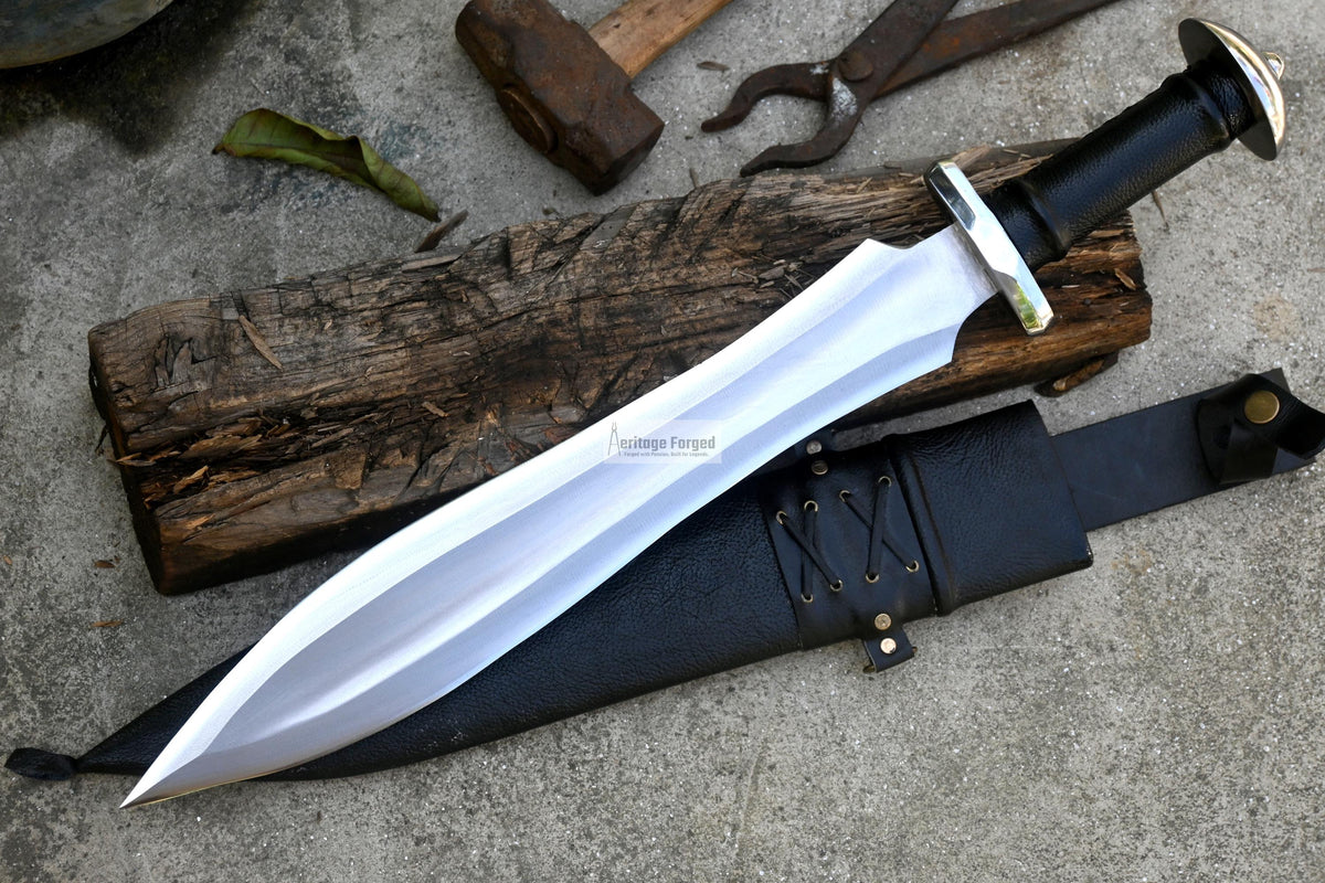 SHORT GLADIUS SWORD/16 inches Long Blade hand forged Sword/Leaf spring of truck/Rosewood Handle/Sharpen/Tempered/Ready to use/knife/knives