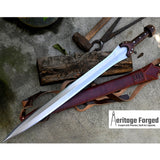 BRONZE AGE SWORD/25 inches Long Blade hand forged Sword/Leaf spring of truck/Rosewood Handle/Sharpen/Tempered/Ready to use/knife/knives