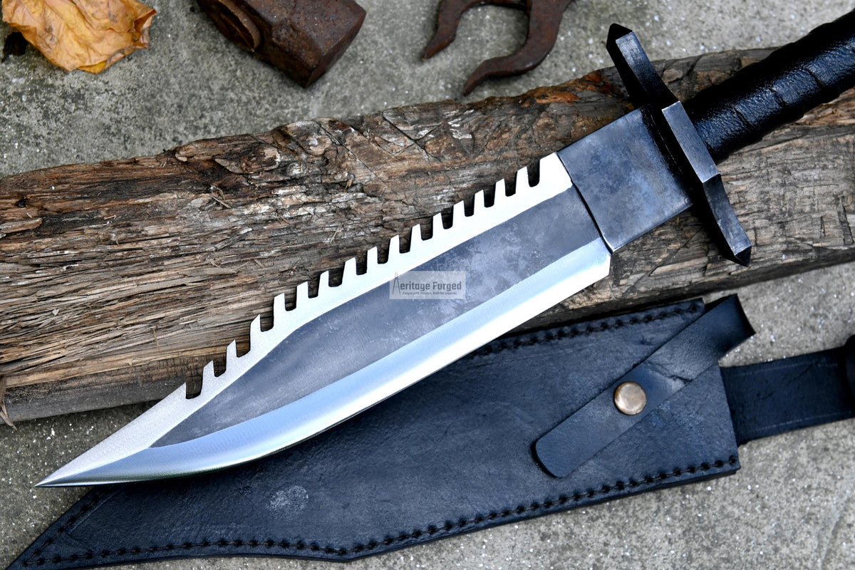 RAMBO PART II / Rambo first Blood knife/ Hand forged knife/Made from leaf spring/ Tempered/ Sharpen/Ready to use /Movie knife /hunting