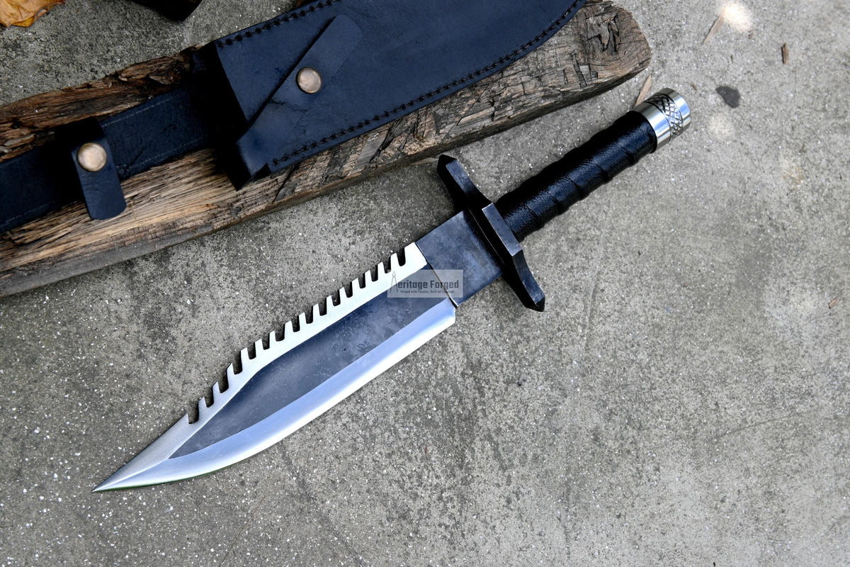 RAMBO PART II / Rambo first Blood knife/ Hand forged knife/Made from leaf spring/ Tempered/ Sharpen/Ready to use /Movie knife /hunting