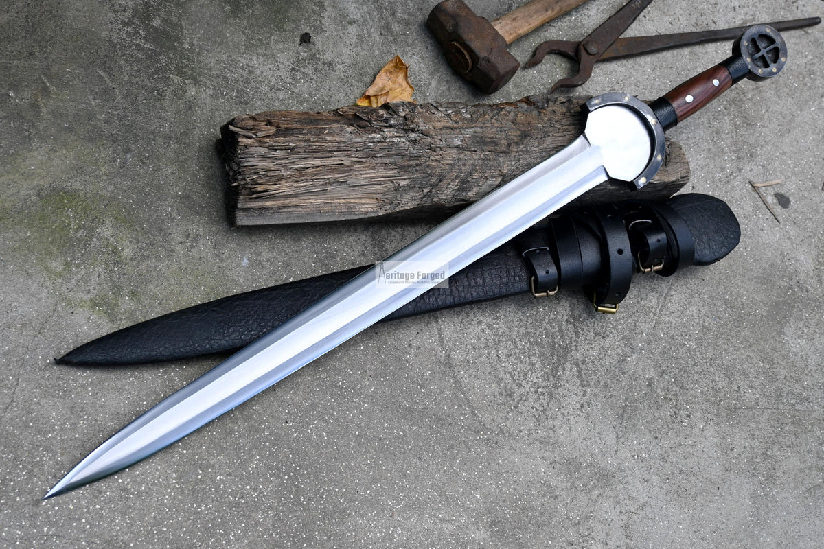 GREEK XIPHOS/ 24 inches Long Blade hand forged historical Sword/Leaf spring of truck/Wooden Handle/Custom forged sword