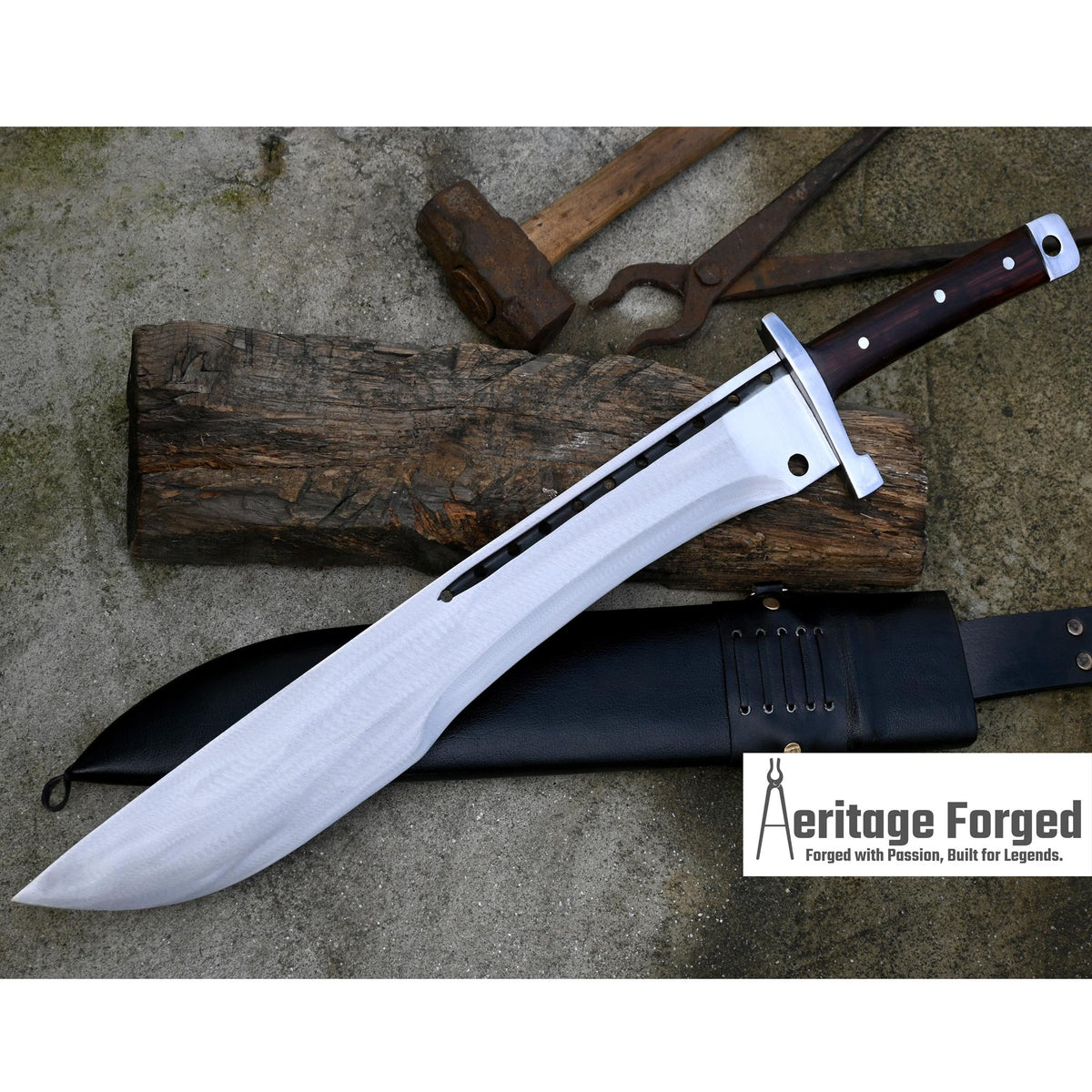 JUNGLE MACHETE / Large Jungle Clever/19 inches Long Blade Heavy duties machete/ Full tang/ Leaf spring of truck/ Tempered/Sharpen/Working