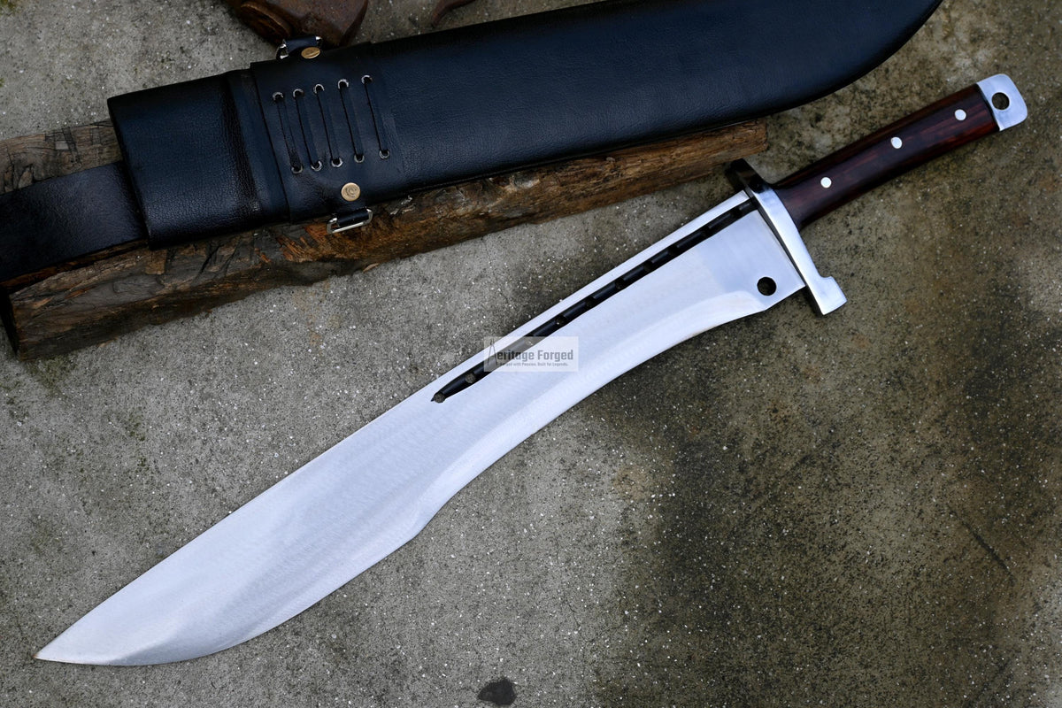 JUNGLE MACHETE / Large Jungle Clever/19 inches Long Blade Heavy duties machete/ Full tang/ Leaf spring of truck/ Tempered/Sharpen/Working