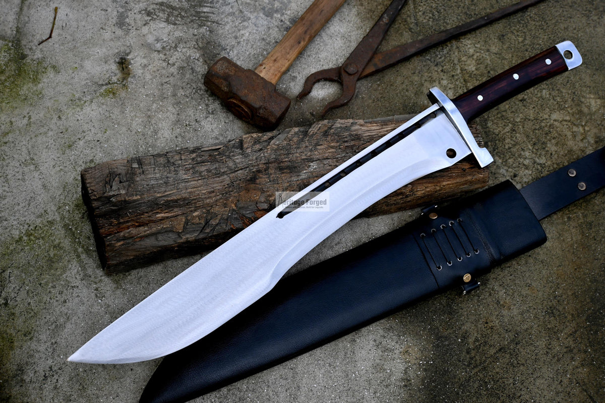 JUNGLE MACHETE / Large Jungle Clever/19 inches Long Blade Heavy duties machete/ Full tang/ Leaf spring of truck/ Tempered/Sharpen/Working