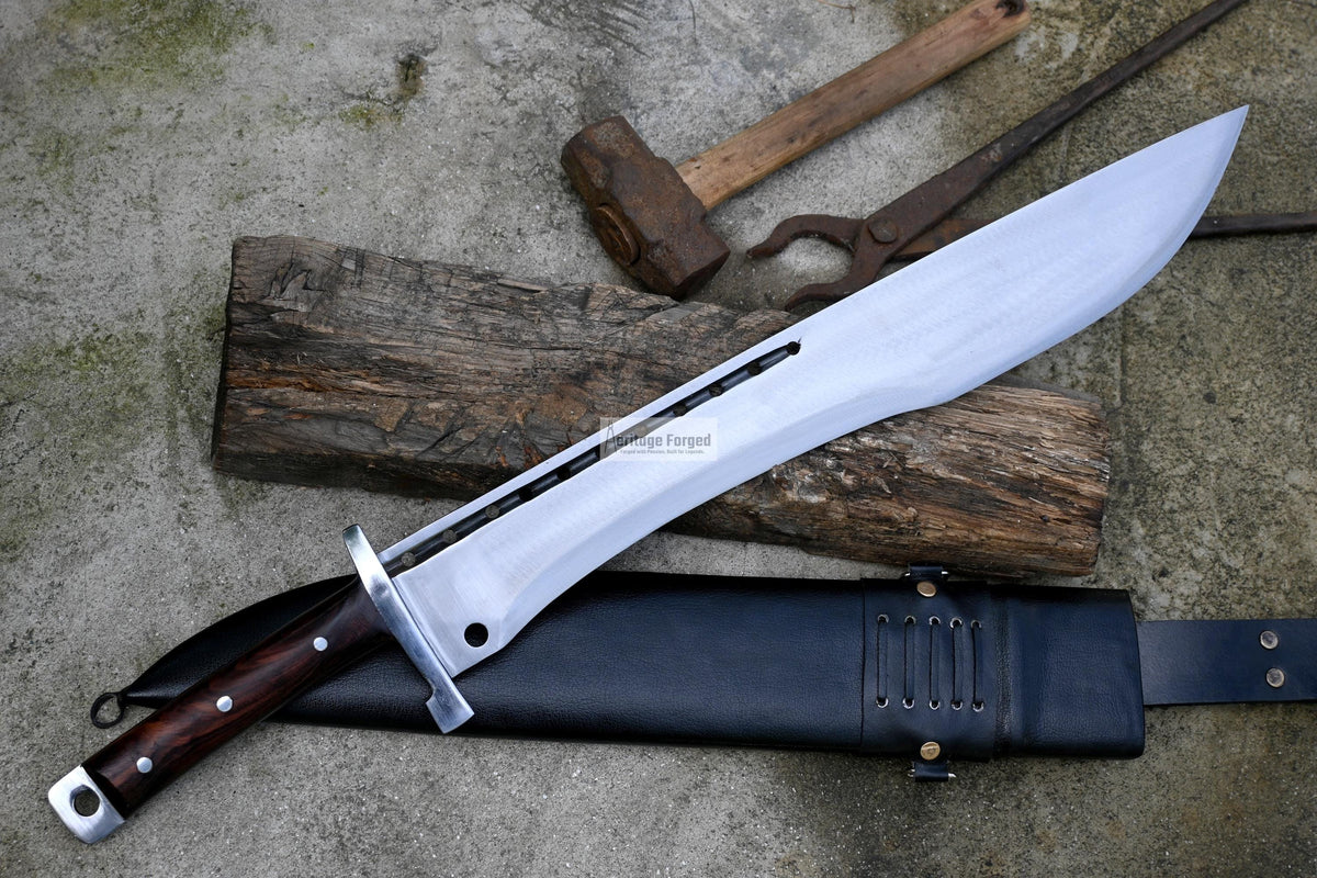 JUNGLE MACHETE / Large Jungle Clever/19 inches Long Blade Heavy duties machete/ Full tang/ Leaf spring of truck/ Tempered/Sharpen/Working