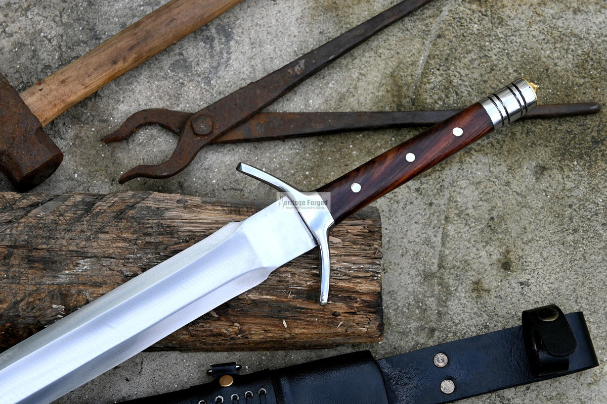 MINI VIKING SWORD/19 inches Long Blade hand forged Sword/Leaf spring of truck/Rosewood Handle/Sharpen/Tempered/Ready to use/knife/knives