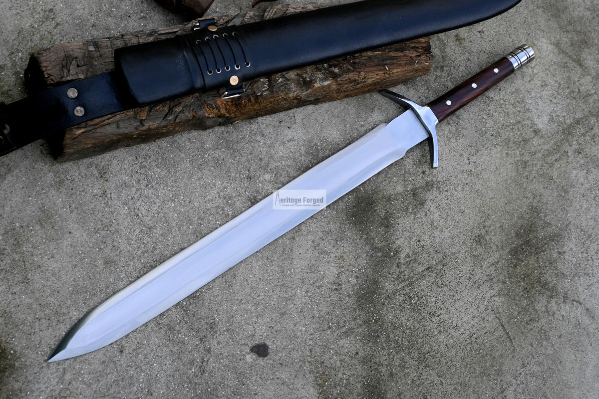 MINI VIKING SWORD/19 inches Long Blade hand forged Sword/Leaf spring of truck/Rosewood Handle/Sharpen/Tempered/Ready to use/knife/knives