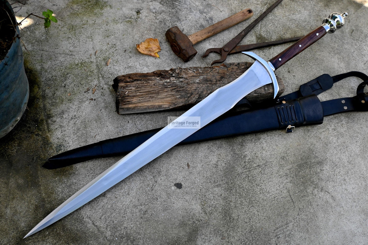 LARGE ACHILLES SWORD/29 inches Long Blade hand forged Sword/Leaf spring of truck/Rosewood Handle/Sharpen/Tempered/Ready to use/knife/knives