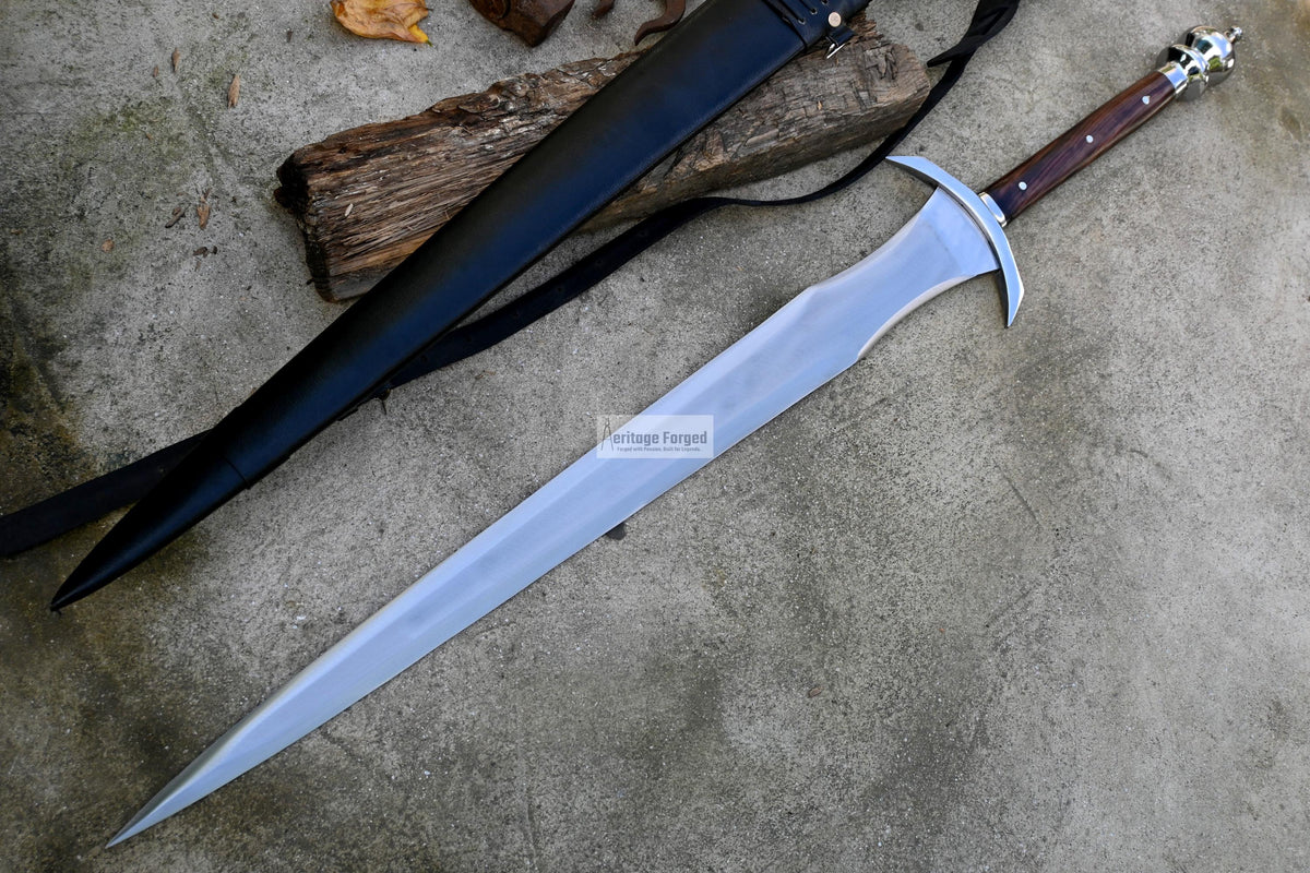 LARGE ACHILLES SWORD/29 inches Long Blade hand forged Sword/Leaf spring of truck/Rosewood Handle/Sharpen/Tempered/Ready to use/knife/knives