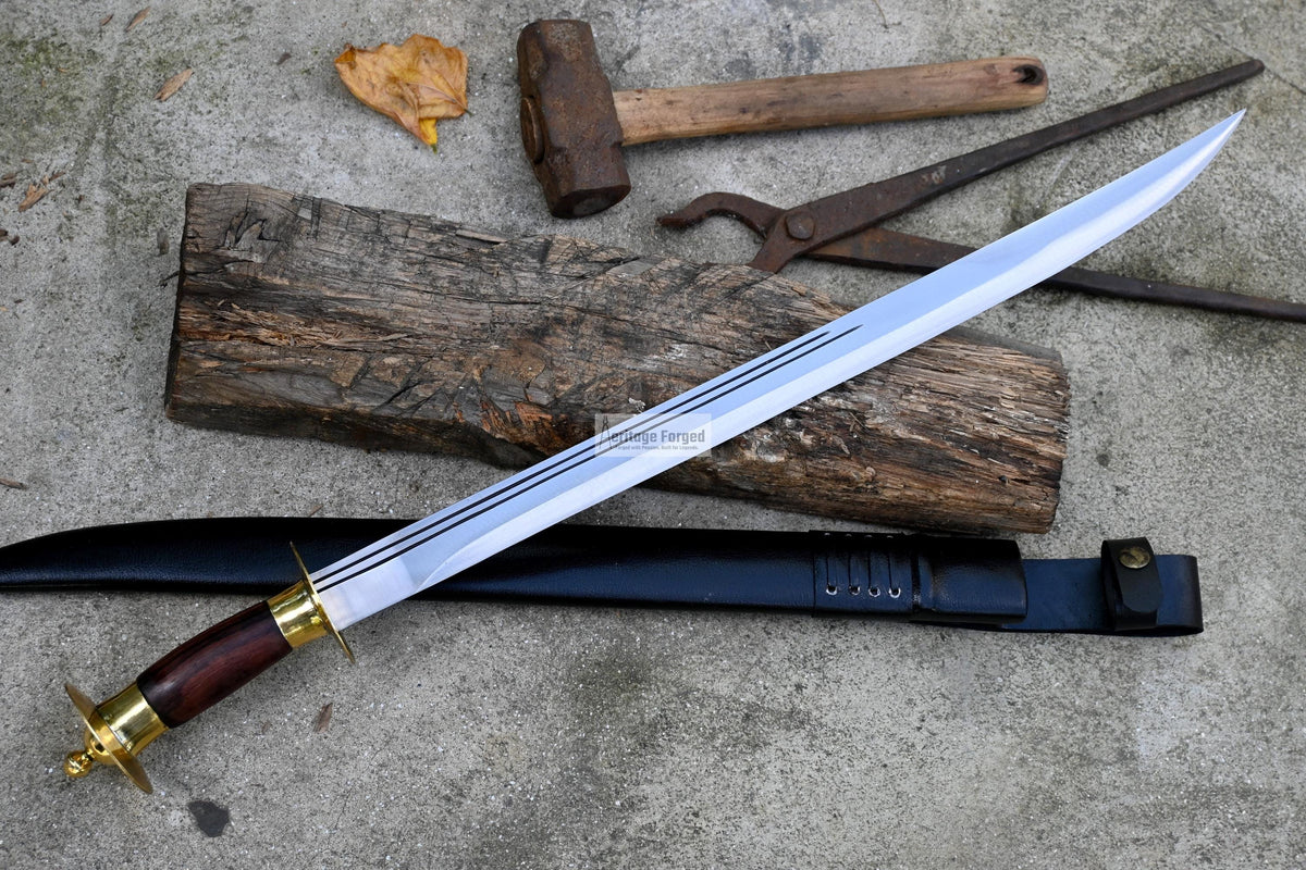 DRAGON TOOTH SWORD/20 inches Long Blade hand forged Sword/Leaf spring of truck/Rosewood Handle/Sharpen/Tempered/Ready to use/knife/knives
