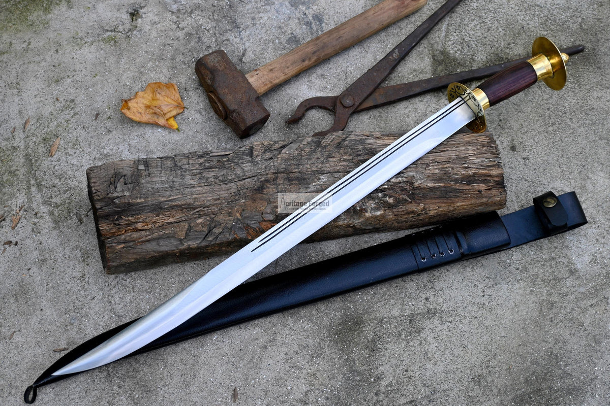 DRAGON TOOTH SWORD/20 inches Long Blade hand forged Sword/Leaf spring of truck/Rosewood Handle/Sharpen/Tempered/Ready to use/knife/knives