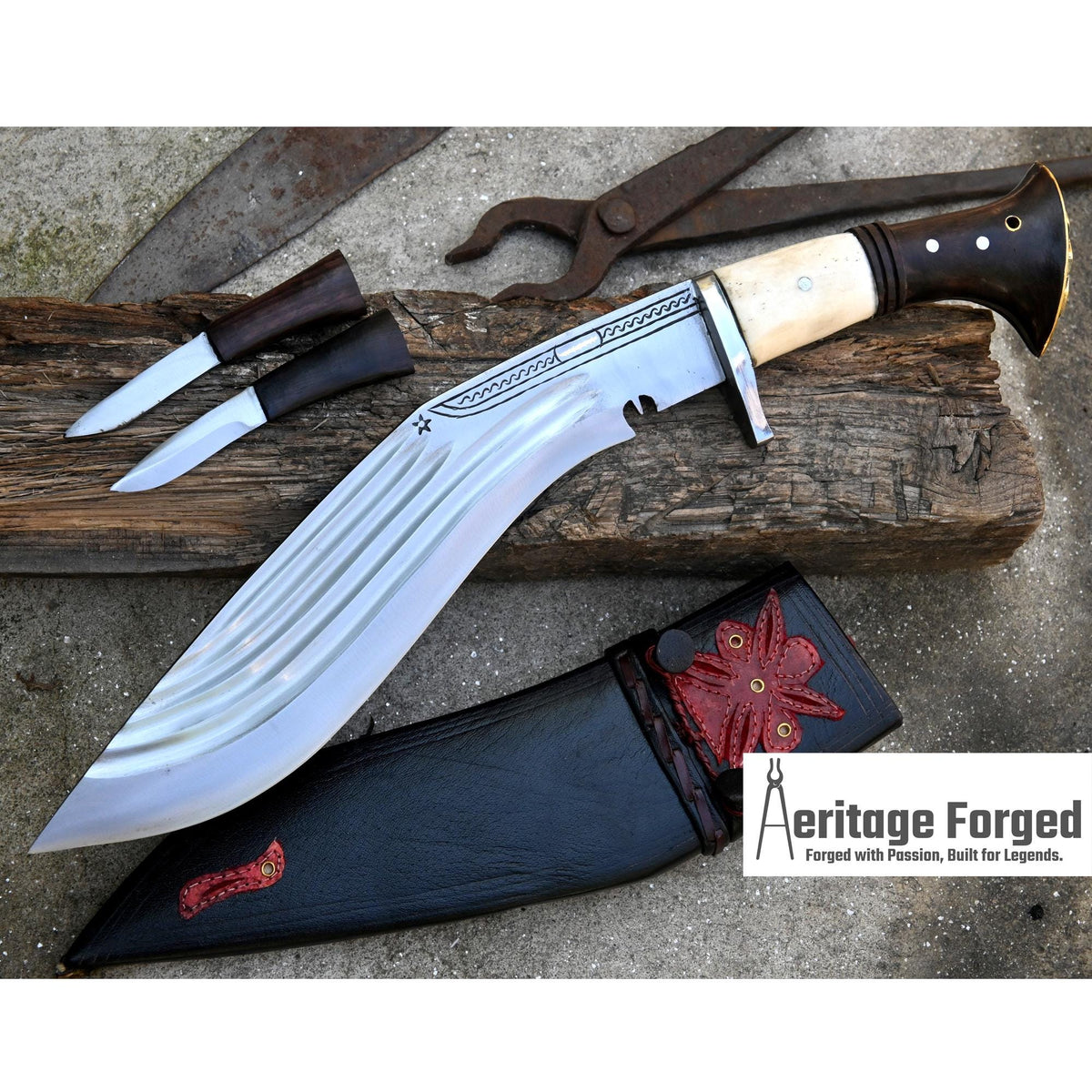 CHIRRA KHUKURI / Large kukri Machete/ 12 inches Long Blade Heavy duties machete/ Full tang/ Leaf spring of truck/ Tempered/Sharpen/Working