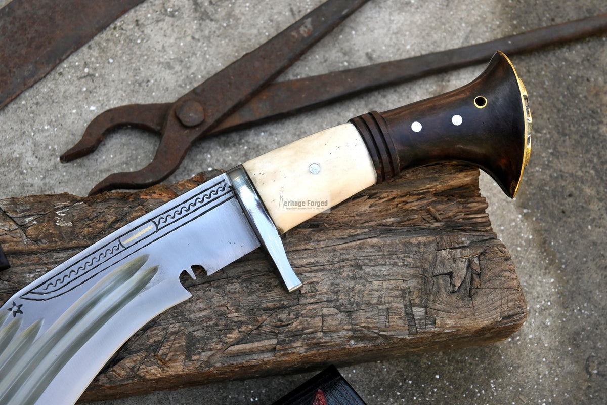 CHIRRA KHUKURI / Large kukri Machete/ 12 inches Long Blade Heavy duties machete/ Full tang/ Leaf spring of truck/ Tempered/Sharpen/Working
