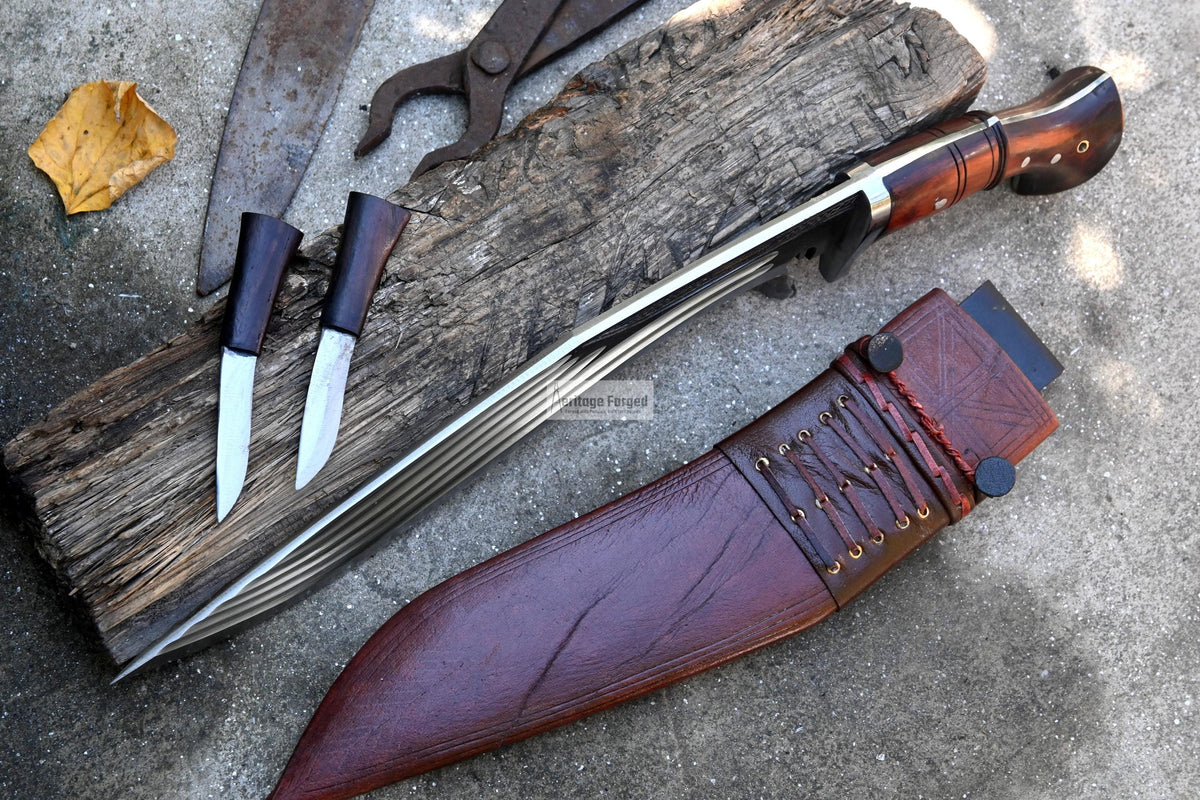 SPECIAL KHUKURI / Large kukri Machete/ 14 inches Long Blade Heavy machete/ Full tang/ Leaf spring of truck/ Tempered/Sharpen/Working
