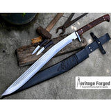 KHUKURI SWORD/ Large kukri Machete/ 21 inches Long Blade Heavy machete/ Full tang/ Leaf spring of truck/ Tempered/Sharpen/Working