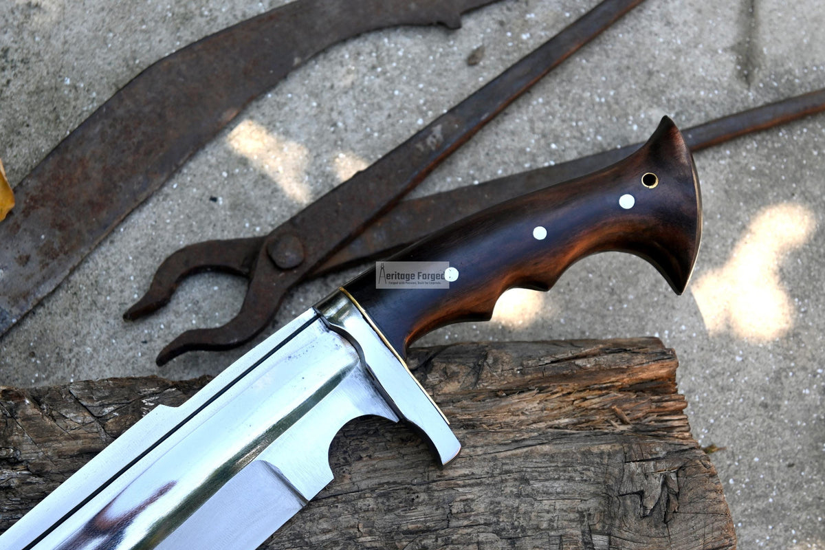 BOWIE KNIFE / 12 inches long Blade / Hand forged Bowie knife / Made from Leaf spring of truck / Tempered / Sharpen/ Ready to use