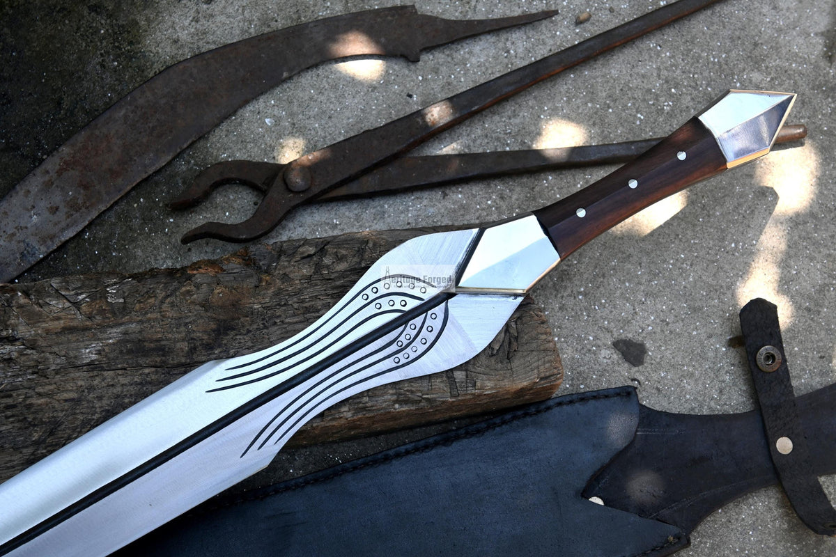 ACHILLES SWORD/22 inches Long Blade hand forged Sword/Leaf spring of truck/Rosewood Handle/Sharpen/Tempered/Ready to use/knife/knives