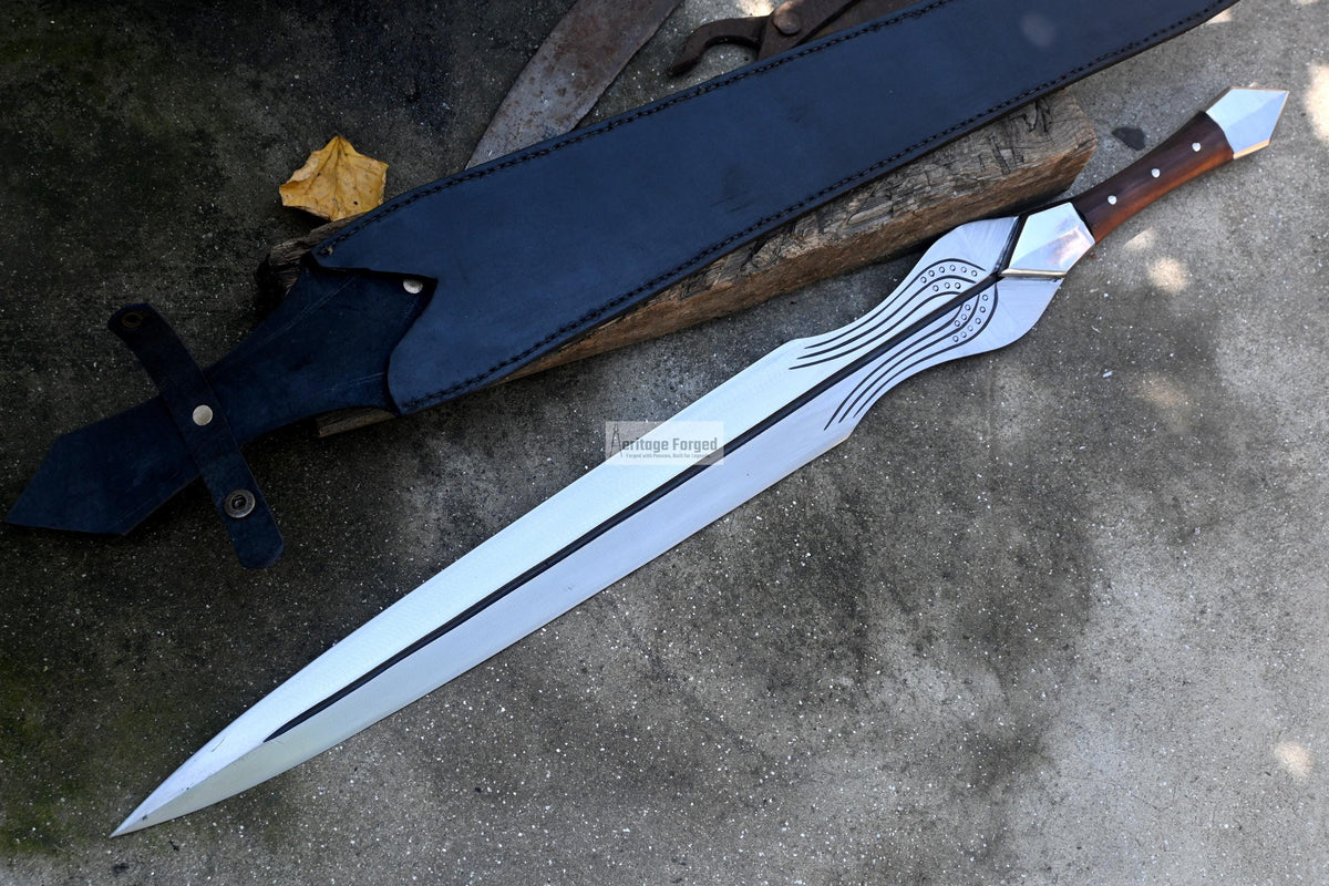 ACHILLES SWORD/22 inches Long Blade hand forged Sword/Leaf spring of truck/Rosewood Handle/Sharpen/Tempered/Ready to use/knife/knives