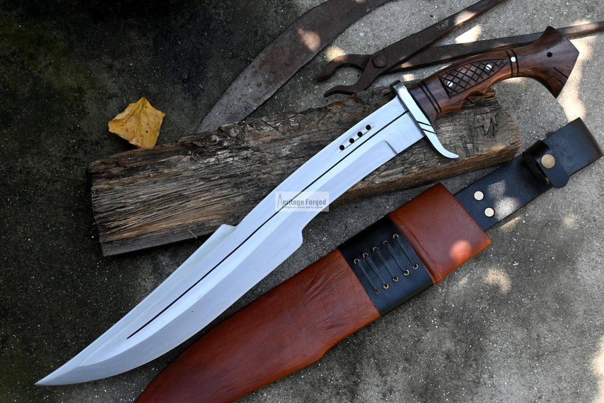 SPARTAN MACHETE /18 inches Long Blade hand forged Sword/Leaf spring of truck/Rosewood Handle/Sharpen/Tempered/Ready to use/knife/knives