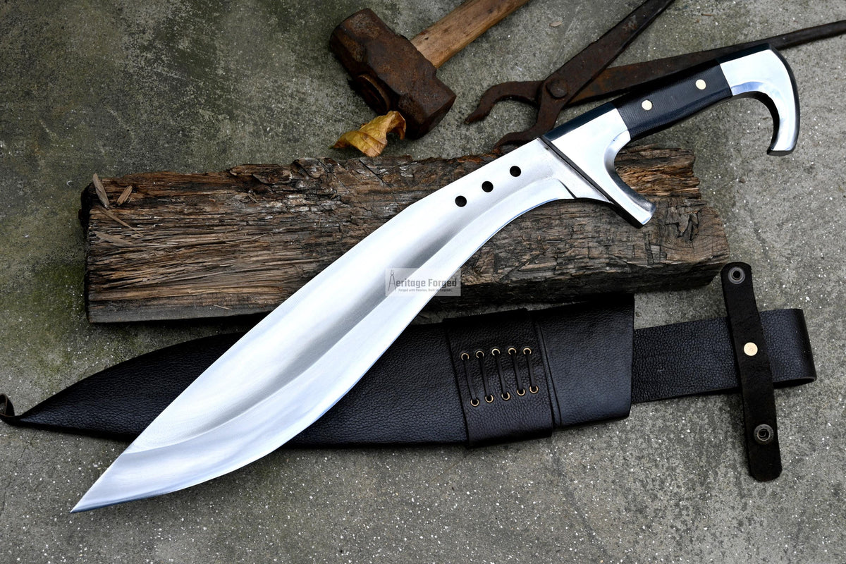 KUKRI MACHETE / Large Jungle Machete/ 16 inches Long Blade Heavy duties machete/ Full tang/ Leaf spring of truck/ Tempered/Sharpen/Working