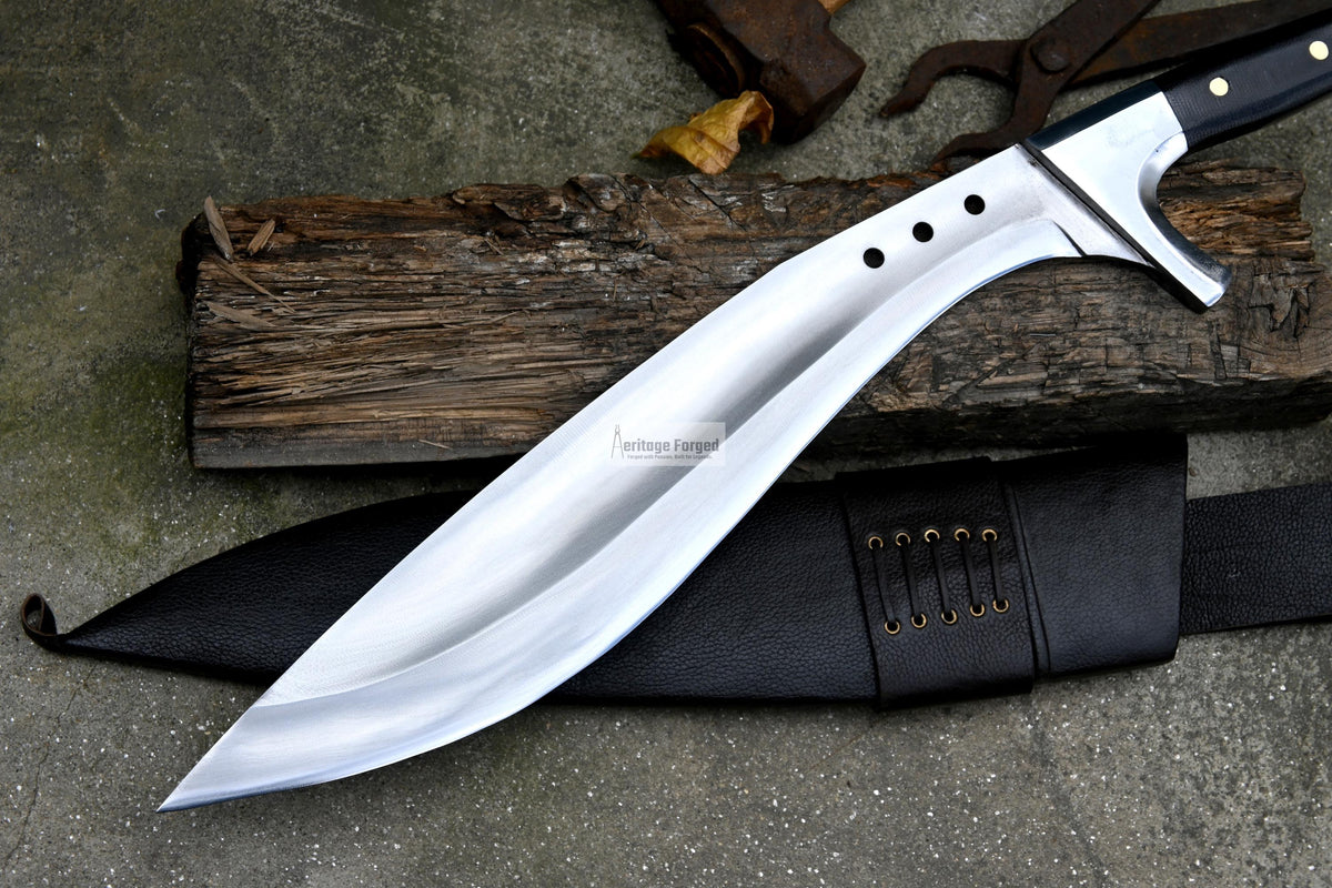 KUKRI MACHETE / Large Jungle Machete/ 16 inches Long Blade Heavy duties machete/ Full tang/ Leaf spring of truck/ Tempered/Sharpen/Working