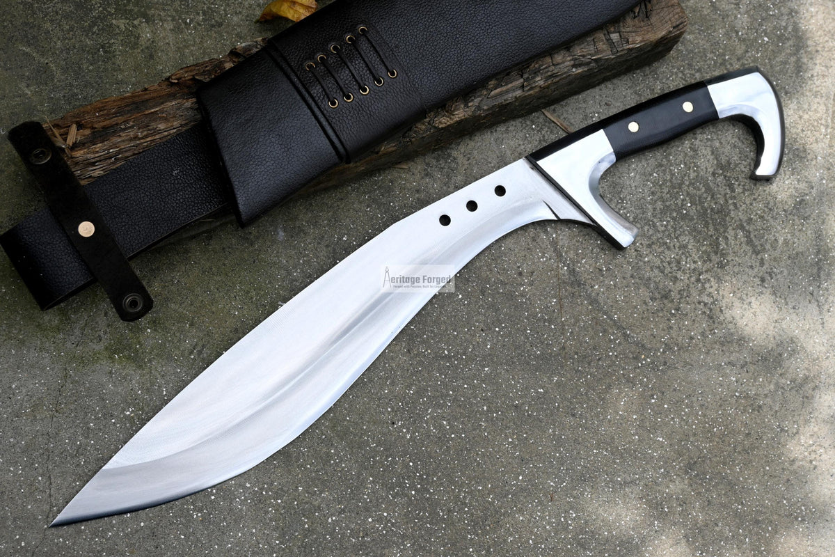 KUKRI MACHETE / Large Jungle Machete/ 16 inches Long Blade Heavy duties machete/ Full tang/ Leaf spring of truck/ Tempered/Sharpen/Working