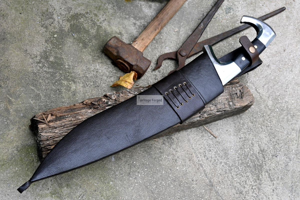 KUKRI MACHETE / Large Jungle Machete/ 16 inches Long Blade Heavy duties machete/ Full tang/ Leaf spring of truck/ Tempered/Sharpen/Working